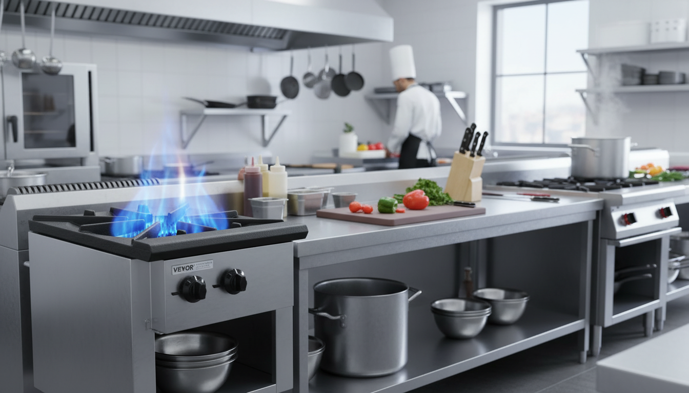90,000 BTU Commercial Gas Range with Cabinet Base