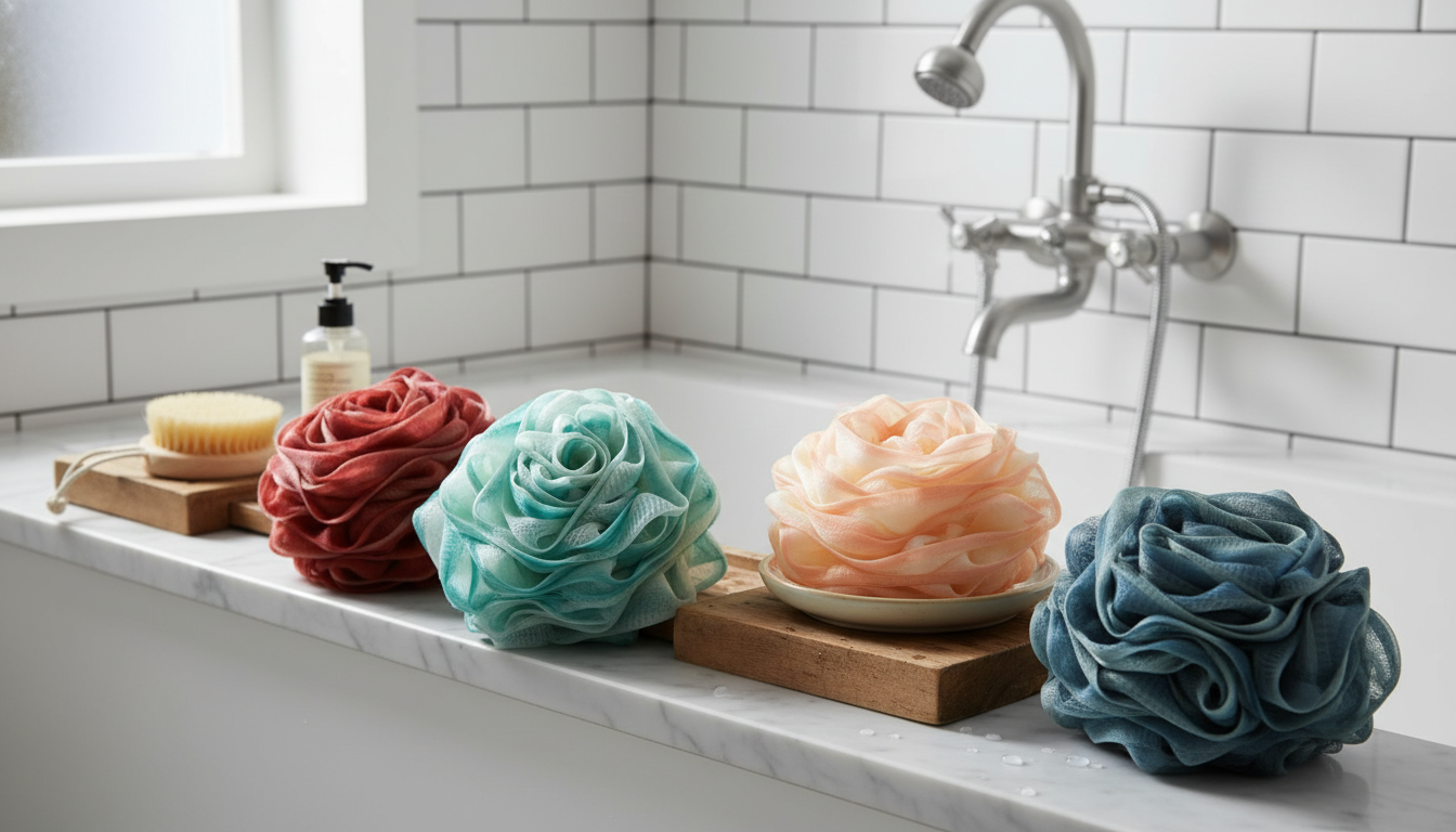 Soft Mesh Bath Pouf: Rich Lather, Gentle Exfoliation