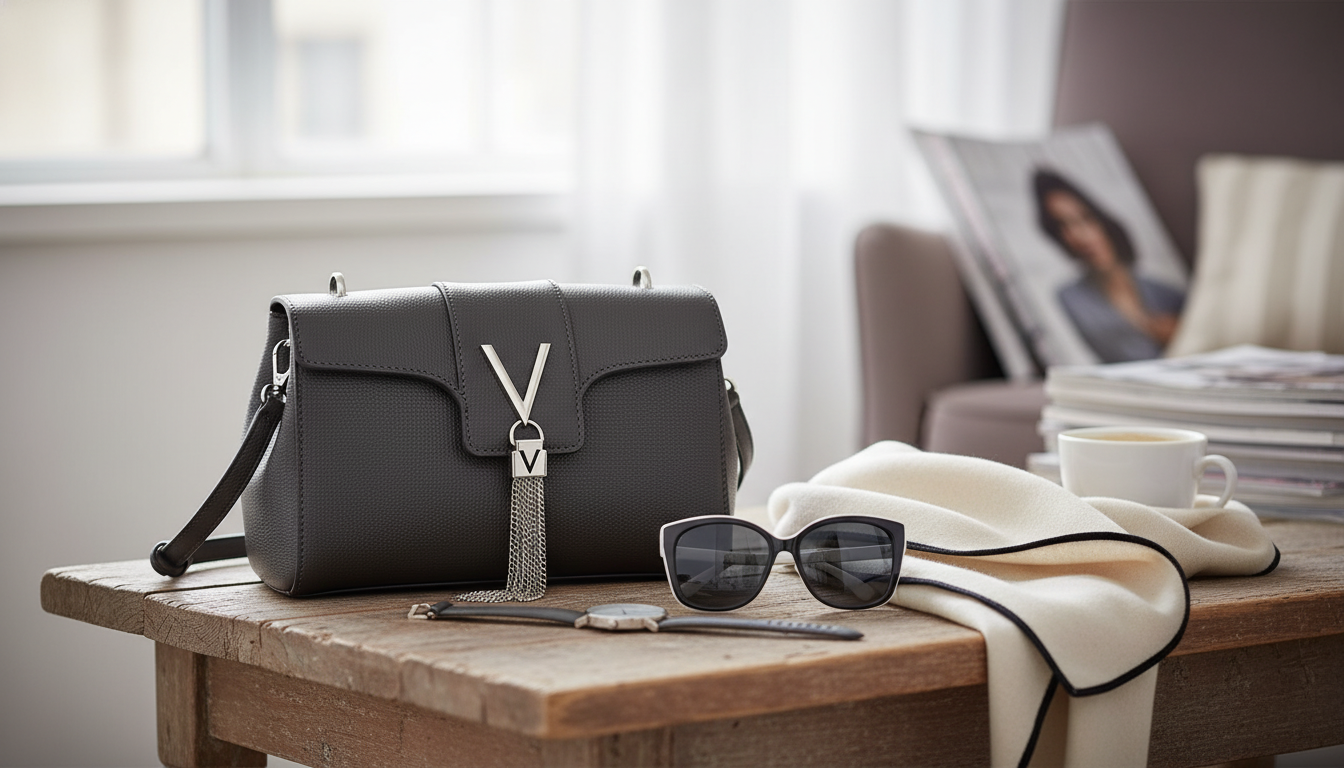 Valentino Contrast-Trim Shoulder Bag: Adjustable & Sleek