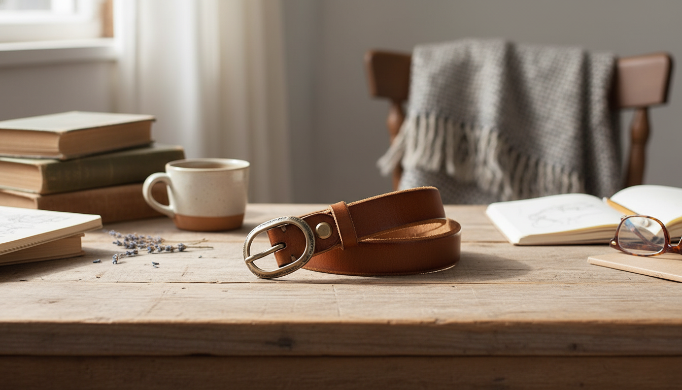Vintage Copper Buckle 1-Inch Genuine Leather Belt