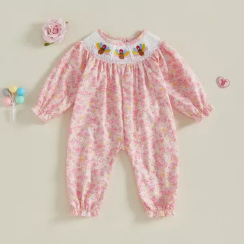 Thanksgiving Turkey Romper for Baby Girls (0–18M)